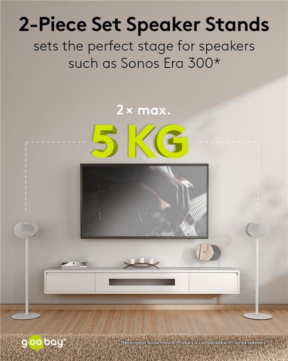 Actual product image Goobay Speaker stand Modern Era 3 Base, white (1 pair, Stand, Not movable)
