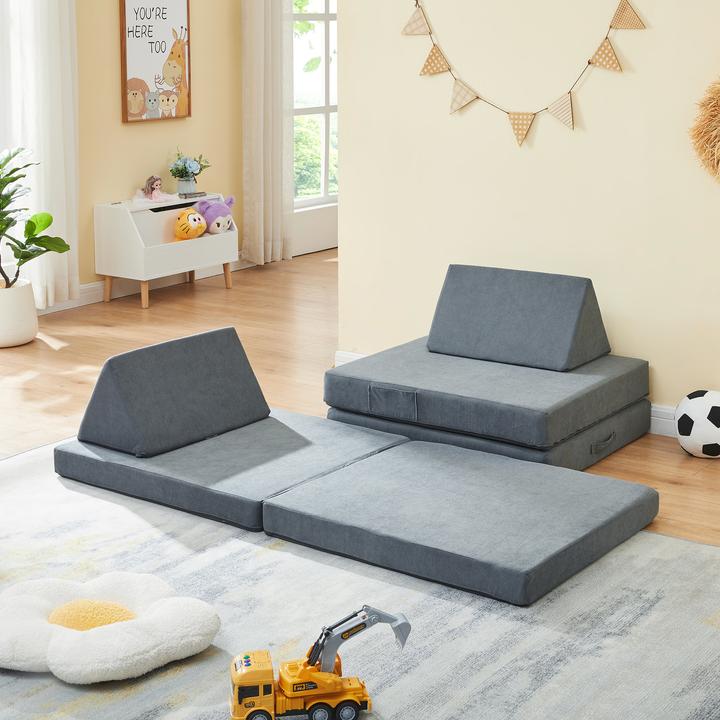 Produktbild En.Casa Spielsofa Norhulta 5-tlg. 150x66x46 cm Cord Grau (Kindersofa)