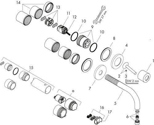 Produktbild Axor Uno Einhebel-Waschtischmischer Unterputz, Rosetten für Wandmontage, Ausladung 165mm