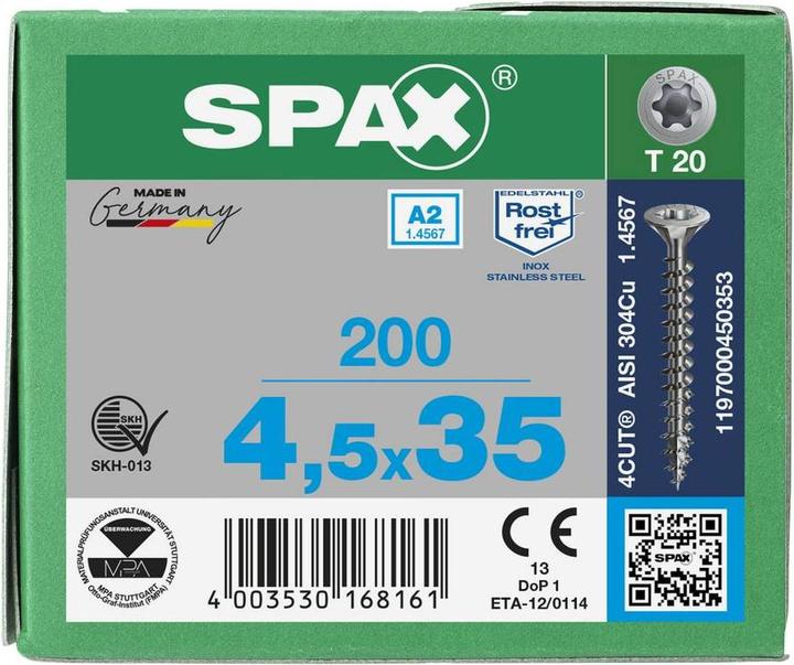 Produktbild Spax Spanplattenschrauben A2 (200 Schrauben pro Stück)