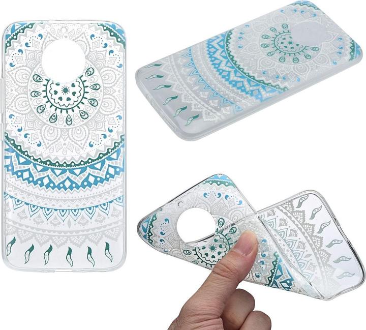 Produktbild König Design Henna Cover für Handy Motorola Moto E4 Plus Case Schutz Hülle Silikon Sonne Blau (Motorola Moto E4 Plus)