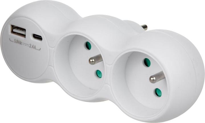 Produktbild Maclean MCE339 - Stromsteckdose, 2-Steckdosen-Verteiler, 2x USB A/C, Typ E, 2x16A (2 x, CEE 7/3, CEE 7/5)