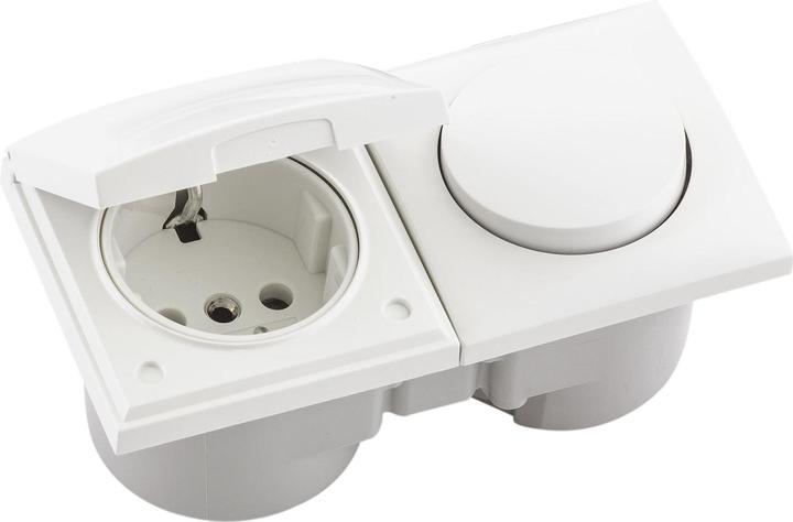 Actual product image Berker Integro Flow switch/cover polar white glossy + socket outlet polar white