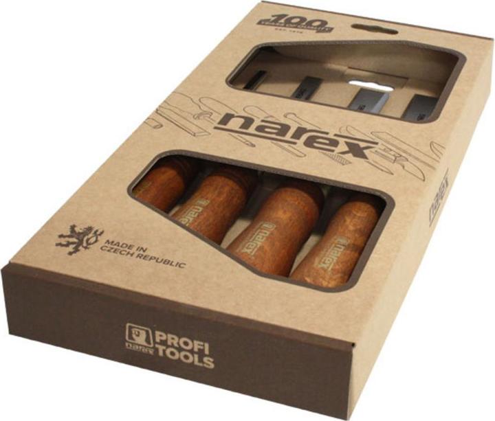 Actual product image Narex Chisel set with bevelled edges and waxed handles 4 pieces