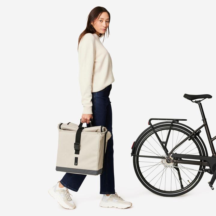 Actual product image Decathlon Double bike bag 500 2 × 20 litres beige (40 l, Luggage carrier bag)