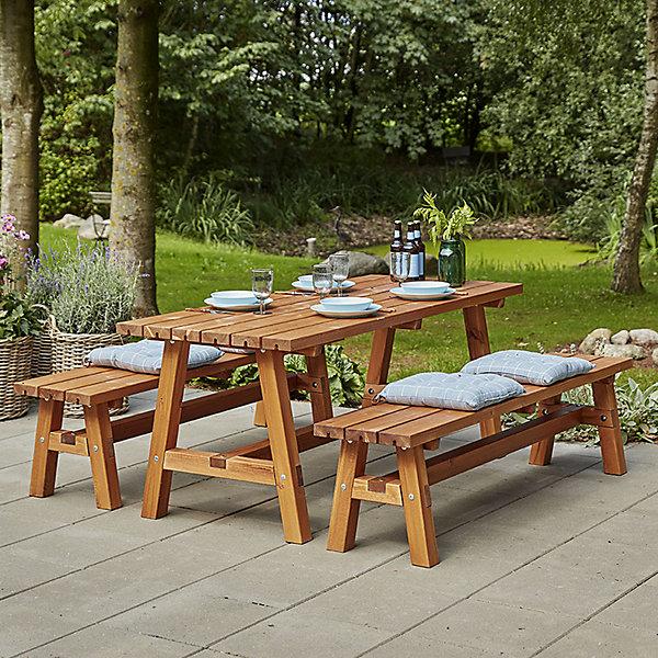 Actual product image Plus Garten Seat accessory, table, 2 benches, grey brown, table LxWxH 1771 x 750 x 720 mm. (75 cm)