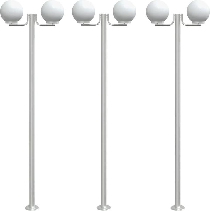 Produktbild VidaXL Wegeleuchte Aussenleuchte Standleuchte Gartenlampe 3Stk. Silbern Edelstahl (2500 lm, E27, IP44)