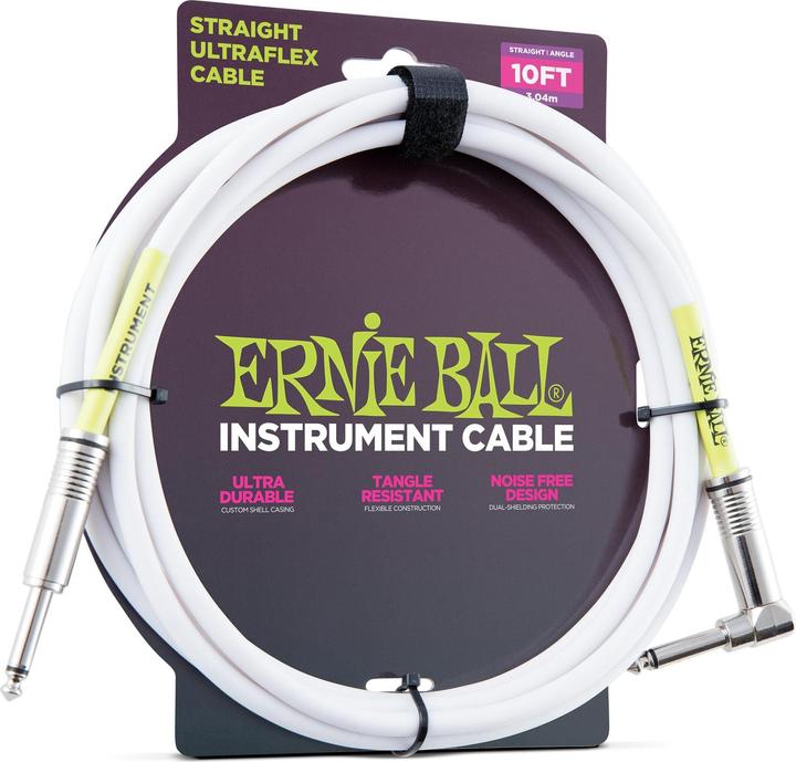 Image du produit Ernie Ball P06049 Câble audio 3,05 m 6,35 mm Blanc (3.05 m)