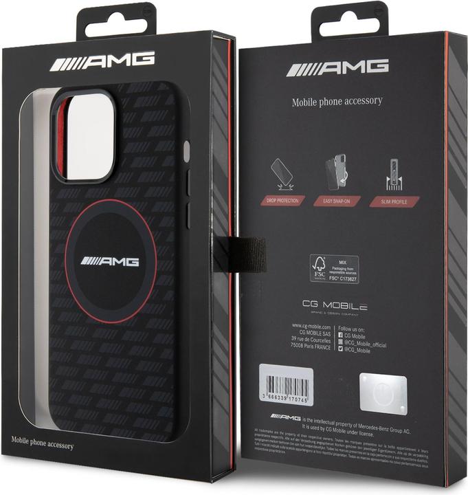 Immagine prodotto Mercedes AMG AMHMP15L23SMRK Custodia rigida per iPhone 15 Pro 6,1" in silicone con motivo al carbonio MagSafe (Apple iPhone 15 Pro)