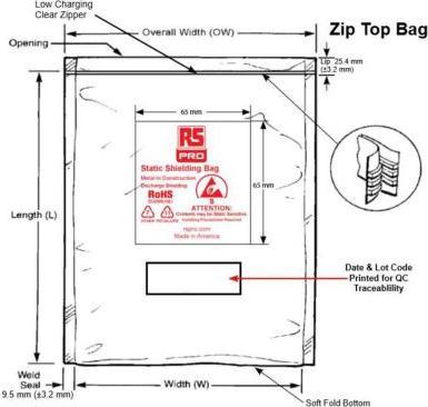 Actual product image Rs Pro Zip-lock shielding bag,51x76mm 100pcs (100 Piece)