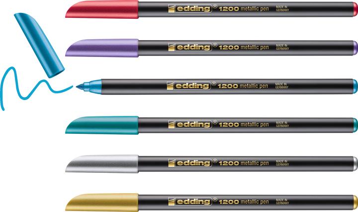 Actual product image Edding Fibre pen 1200 Set of 6 (Silver, Violet, Green, Gold, Blue, Red, 6 x)