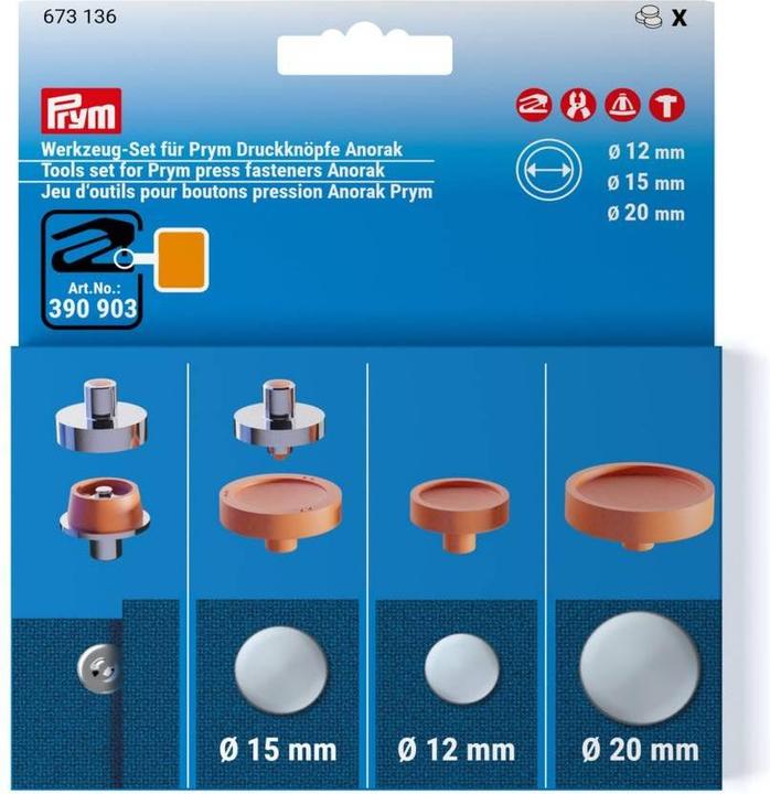 Actual product image Prym Tool set for press studs Anorak 12, 15, 20 mm
