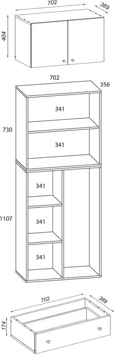 Actual product image VCM Holz Besen Putzschrank Lona mit Drehtüren Schublade Aufsatz (70 x 39 cm)