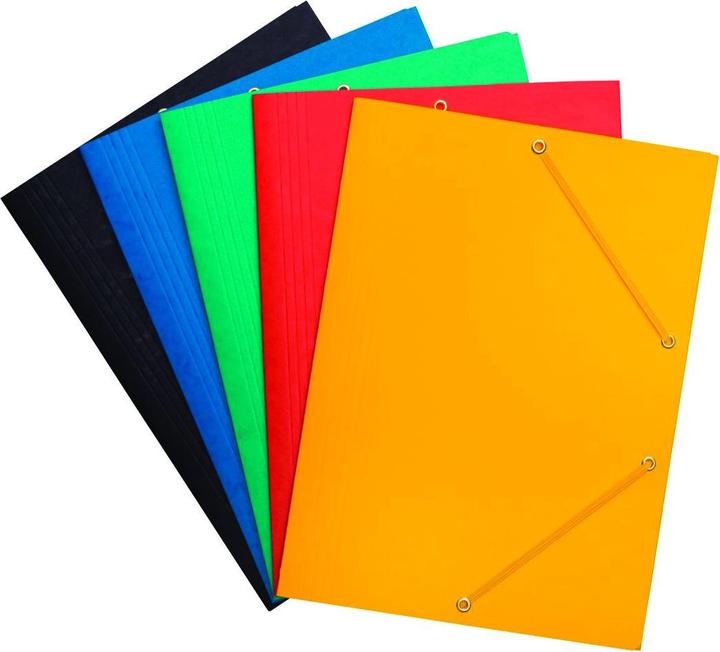 Produktbild Office Products Gummizugmappe, presspappe, a4, 390 g/m2, 3-klappen, farbig sortiert (A4)