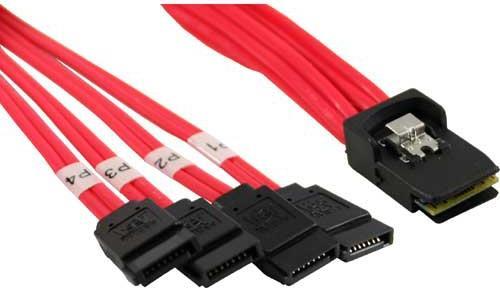 Produktbild InLine SAS-Kabel (OCF), 1x Mini-SAS zu 4x SATA