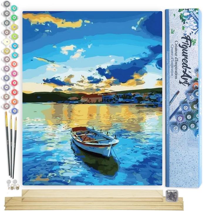 Actual product image Figured'Art Painting by numbers - Boat and sunrise
