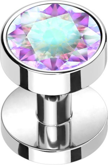 Star Piercing Skin Diver silber mit Kristall multicolor (Titan G23, ohne Messing)