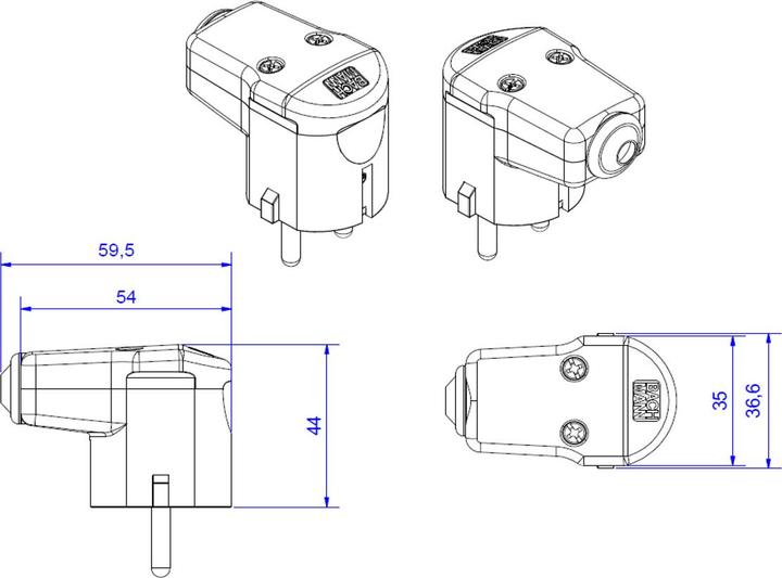 Produktbild Bachmann Schutzkontakt Montage-Winkelstecker, schwarz (CEE 7/7)