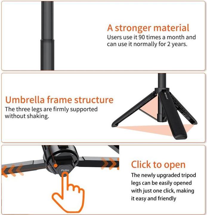 Produktbild Puluz Action Camera Extension Tripod Selfie Stick Stand for GoPro (Black)