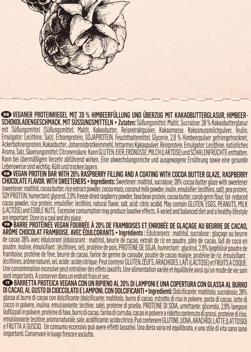 Image du produit KoRo Protein Bar Deluxe Vegan Framboise Choc (Framboise, 1 pcs, 660 g)