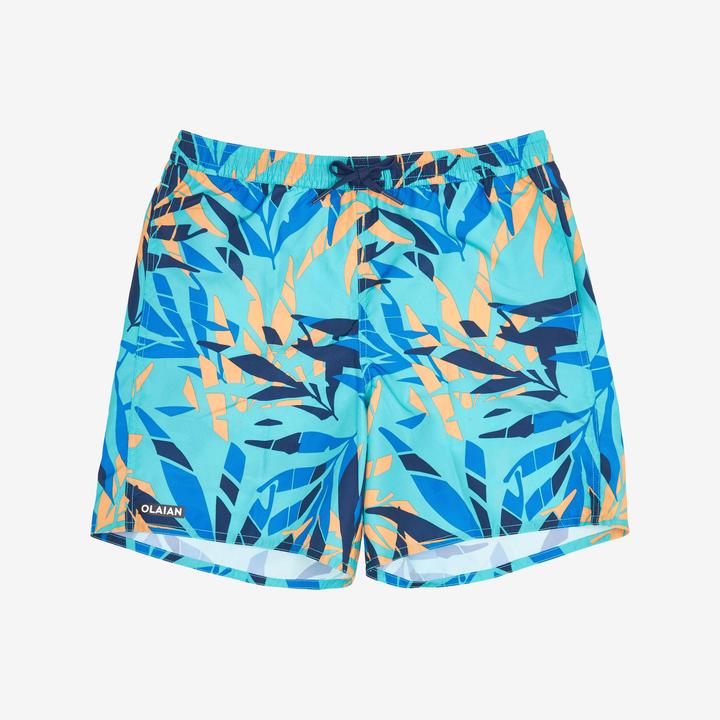 Immagine prodotto Olaian Boardshorts Surfen Jungen mit Taschen 100 Shadow Palm türkis (14, 15, 16)