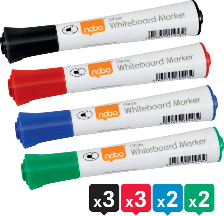 Actual product image Nobo Glide Whiteboard Pen (Black, Red, Blue, Green, 2 mm, 10 x)