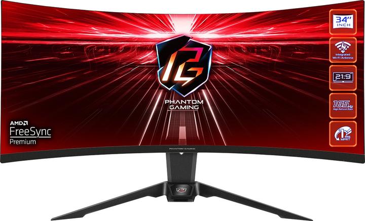 Image du produit AsRock 34"(86,4cm) TFT Gaming PG34WQ15R2B Curved 165MhZ 1m (3440 x 1440 pixels, 34")