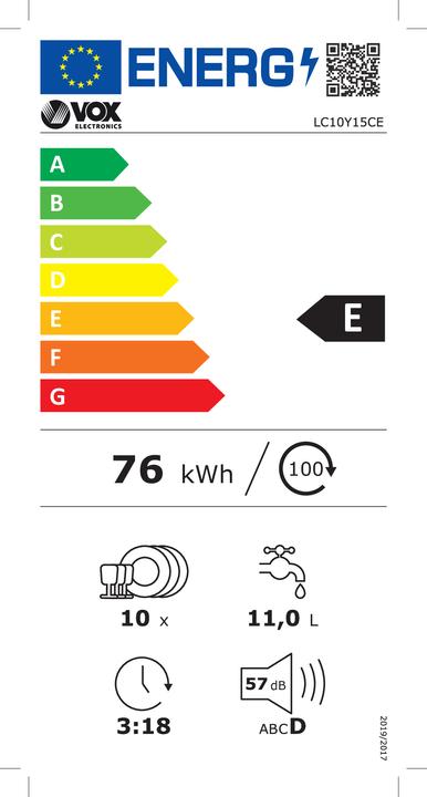 Energy Label Vox Geschirrspüler LC10Y15CE