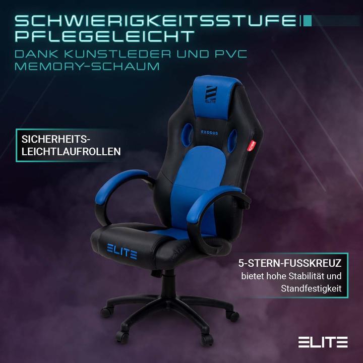 Produktbild Elite Gaming Stuhl EXODUS Ergonomischer Bürostuhl Schreibtischstuhl Chefsessel Sessel Racing Gaming-