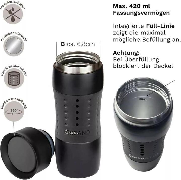 Image du produit Creano Thermos Bouteille d'eau Design Travel Mug 420ml No.18 (0.42 l)