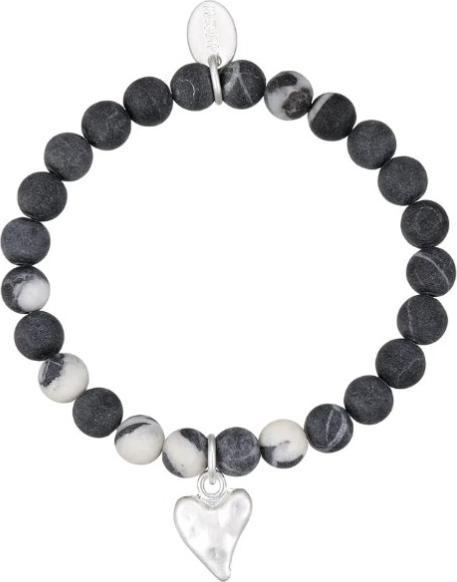 Image du produit Andreani Armband aus echtem Schwarz-Weiss Jaspis mit Herzanhänger von