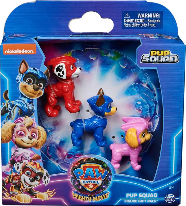 Produktbild Spin Master Paw Patrol: Der Mighty Kinofilm, 3-teiliges Pup Squad-Figuren Geschenkset, Mighty Pups Chase-, Skye-