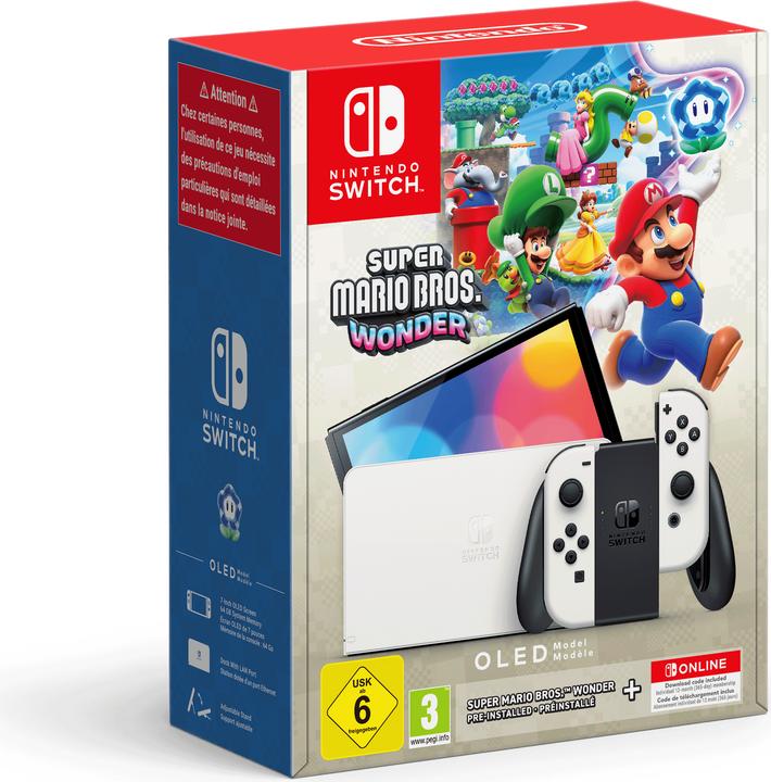 Produktbild Nintendo Switch OLED-Modell (weiss) – Super Mario Bros. Wonder Set + Einzelmitgliedschaft (12 Monate)