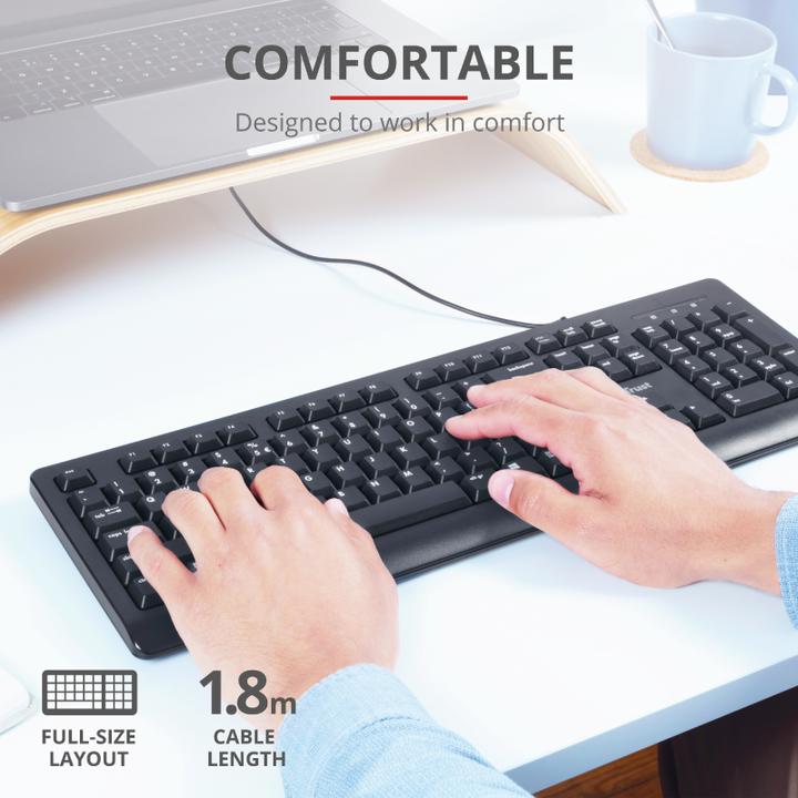 Produktbild Trust Primo Tastatur USB QWERTY US Englisch Schwarz (US, Kabelgebunden)