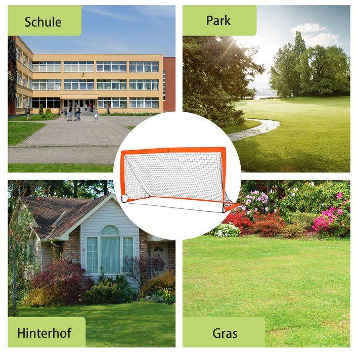 Immagine prodotto Swisshandel24 Fussballtore Fussballnetz 2er Set Minitore Faltbar Oxfordstoff Outdoor Orange