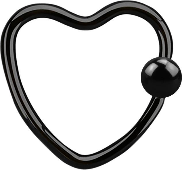 Immagine prodotto Star Piercing Anello di chiusura a microsfera Cuore nero con pallina (Acciaio chirurgico 316L, senza ottone)
