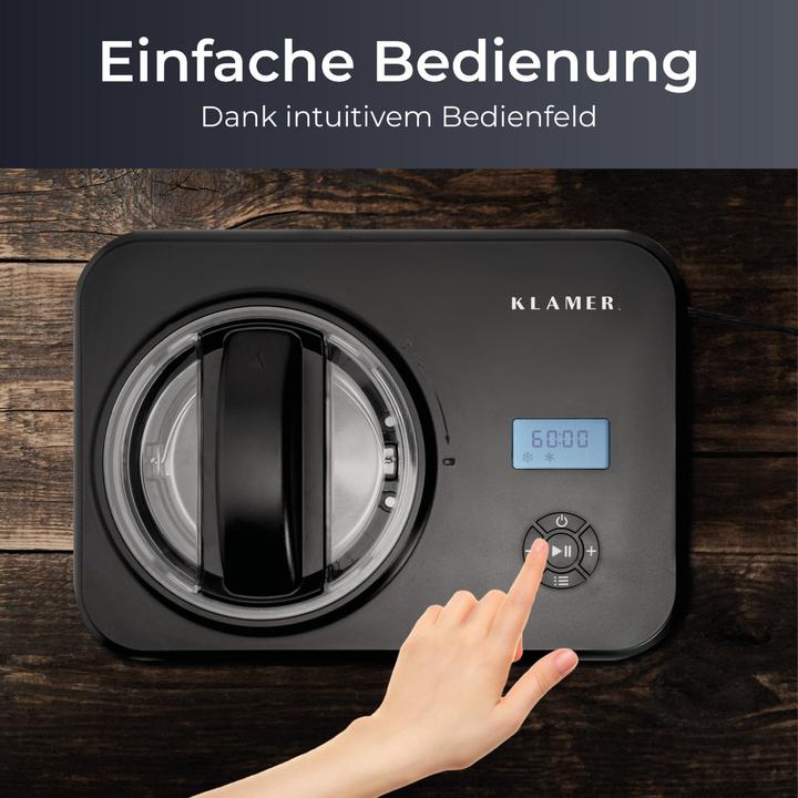 Actual product image KLAMER Eismaschine 1.5L, 120 W Eiscrememaschine aus Edelstahl