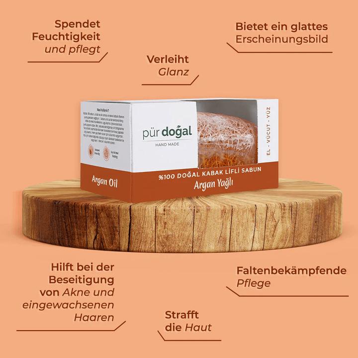 Actual product image Pür Doğal 100% Natürliche Kürbisfaser Seife mit Argan Öl 130gr