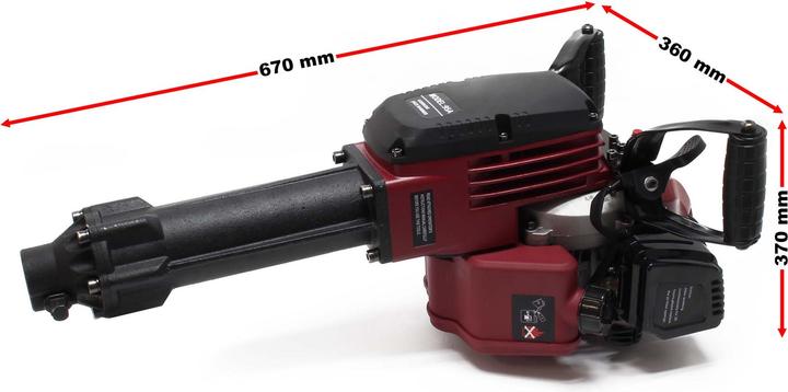 Immagine prodotto Wiltec Martello demolitore 2,5HP 55J Forza d'urto 1500bpm con 2 scalpelli e bussole esagonali, martello a (Benzina)