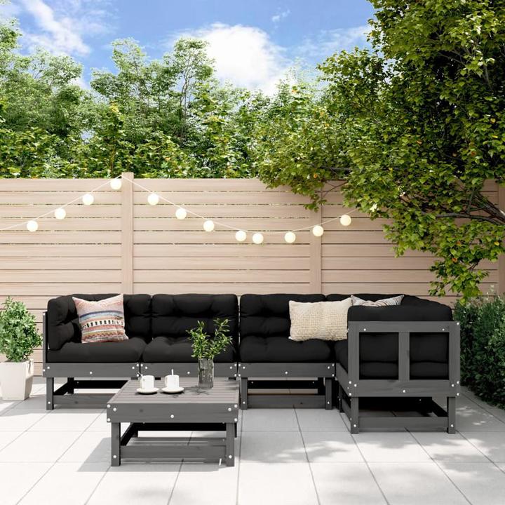 Actual product image VidaXL 6-tlg. Garten-Lounge-Set Grau Massivholz Kiefer,Farbe