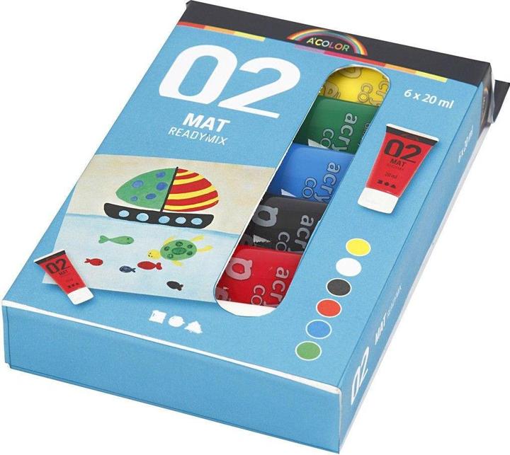 Produktbild Creativ Company Acrylverf - Verschillende kleuren, 02 - Matt, 6x20ml (Standard-Farben, 120 ml)