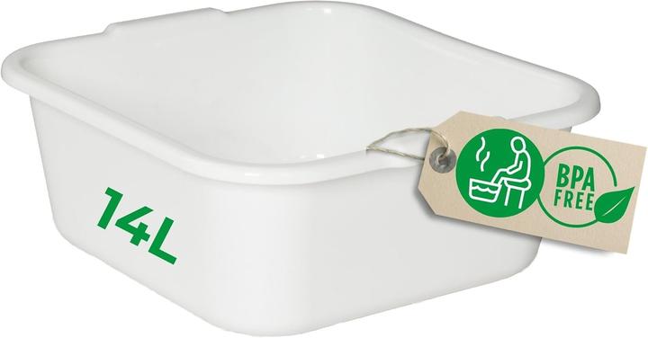 Novaliv Spülschüssel eckig 14L, 38x38 cm, Weiss, BPA-frei Spülmaschinenfest Ideal für Küche und Campi