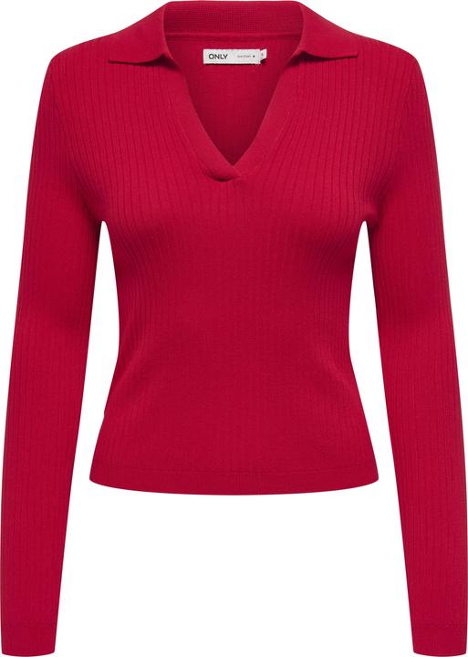 Only Normal geschnitten Polokragen Gerippte Ärmelbündchen Gestricktes Poloshirt Strickpullover
