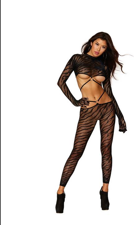 Actual product image Dreamgirl Bralette and Legging Diamond - One Size - Black (One size)
