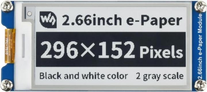 Produktbild WaveShare 296x152 2.66inch Schwarz / Weiss E-Ink Display