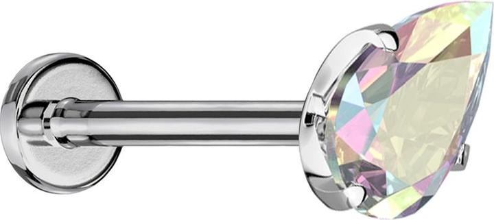 Image du produit Star Piercing Micro Threadless Labret silber mit Kristalltropfen multicolor gefasst (sans laiton, Titane G23)
