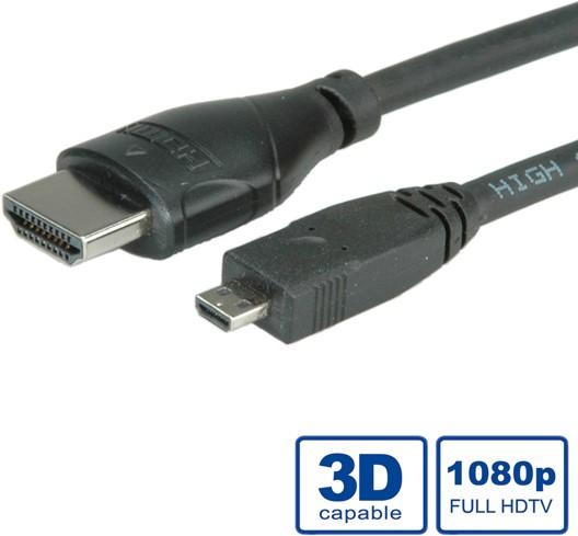 Produktbild Roline micro HDMI (Typ D) — HDMI (Typ A) (2 m, HDMI)