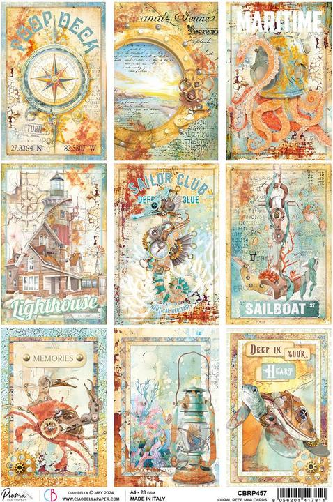 Produktbild Ciao Bella Motiv-Strohseide "Coral Reef - Mini Cards", DIN A4 (28 g/m²)