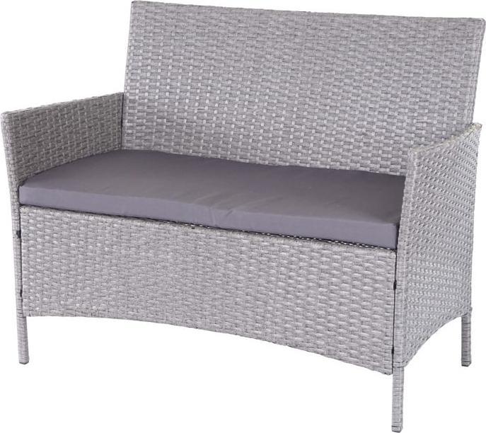 Actual product image Mendler Poly-Rattan Gartenbank Halden, Sitzbank Bank - grau, Kissen anthrazit