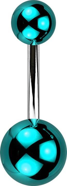 Star Piercing Banane silber mit zwei Kugeln glasbeschichtet blau (Acryl, ohne Messing, Chirurgenstahl 316L)